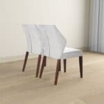 Light Gray Fabric Dining Chairs Space-Saving Modern Design (Set of 2)