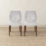 Light Gray Fabric Dining Chairs Space-Saving Modern Design (Set of 2)