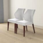 Light Gray Fabric Dining Chairs Space-Saving Modern Design (Set of 2)