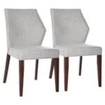 Light Gray Fabric Dining Chairs Space-Saving Modern Design (Set of 2)