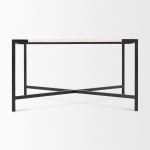 Lucas 30x30 White Marble Top Black Metal Base Coffee Table