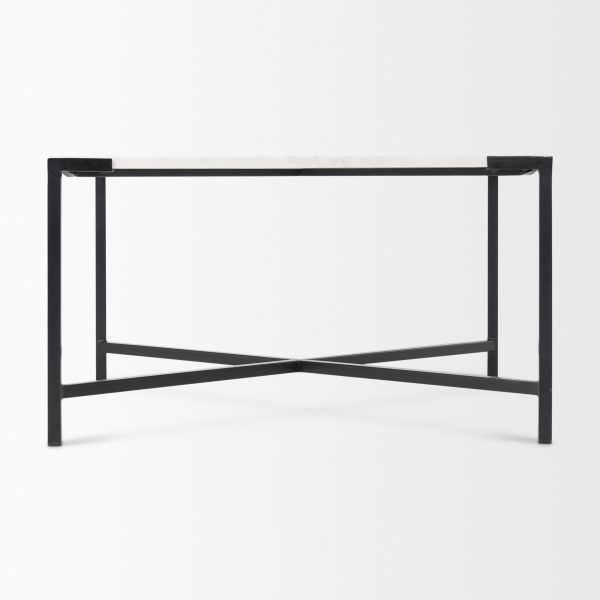 Lucas 30x30 White Marble Top Black Metal Base Coffee Table 5