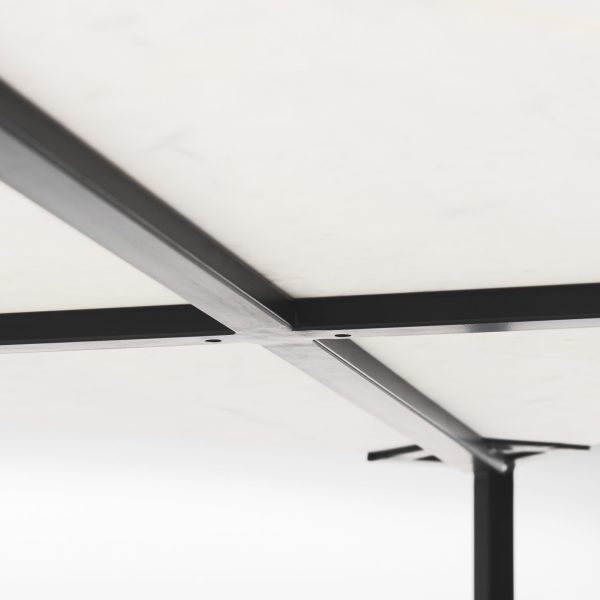 Lucas 30x30 White Marble Top Black Metal Base Coffee Table 8