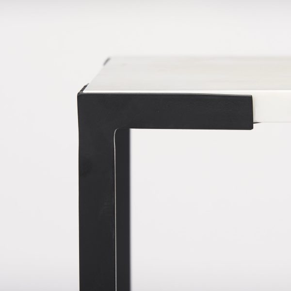 Lucas III Set of 2 15L x 15W 12L x 12W White Marble WBlack Iron Frame Accent Tables 10