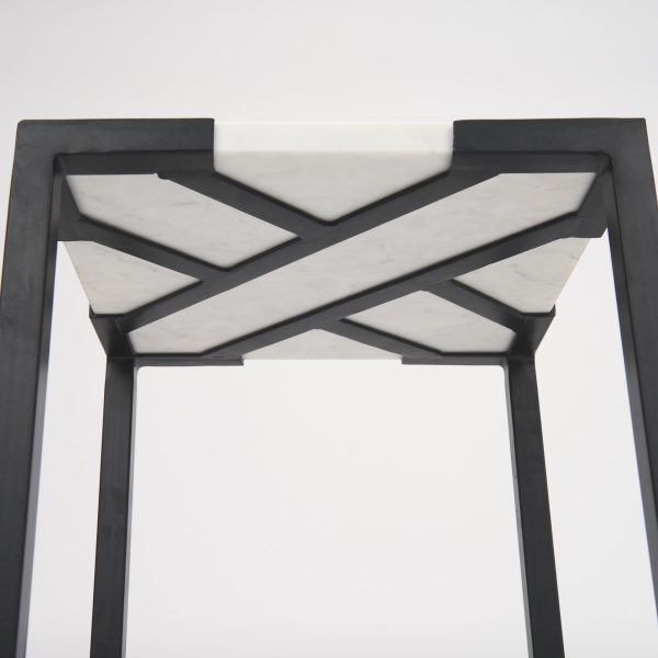 Lucas III Set of 2 15L x 15W 12L x 12W White Marble WBlack Iron Frame Accent Tables 11