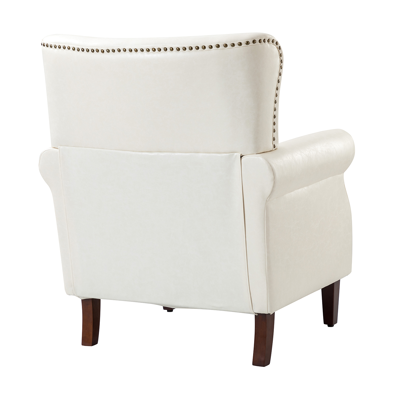 Lucas Ivory Vegan Leather Nailhead Trim Armchair 3 Lucas Ivory Vegan Leather Nailhead Trim Armchair - Image 3