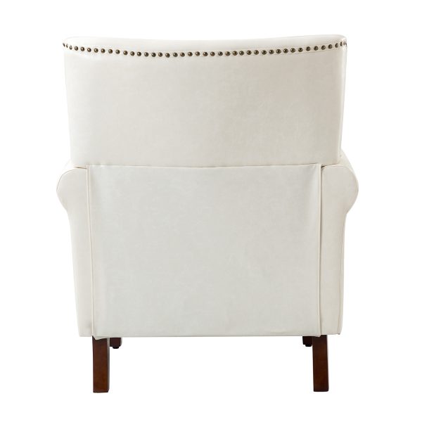 Lucas Ivory Vegan Leather Nailhead Trim Armchair 3