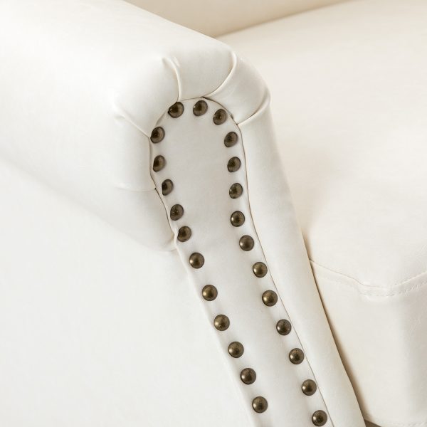 Lucas Ivory Vegan Leather Nailhead Trim Armchair 4