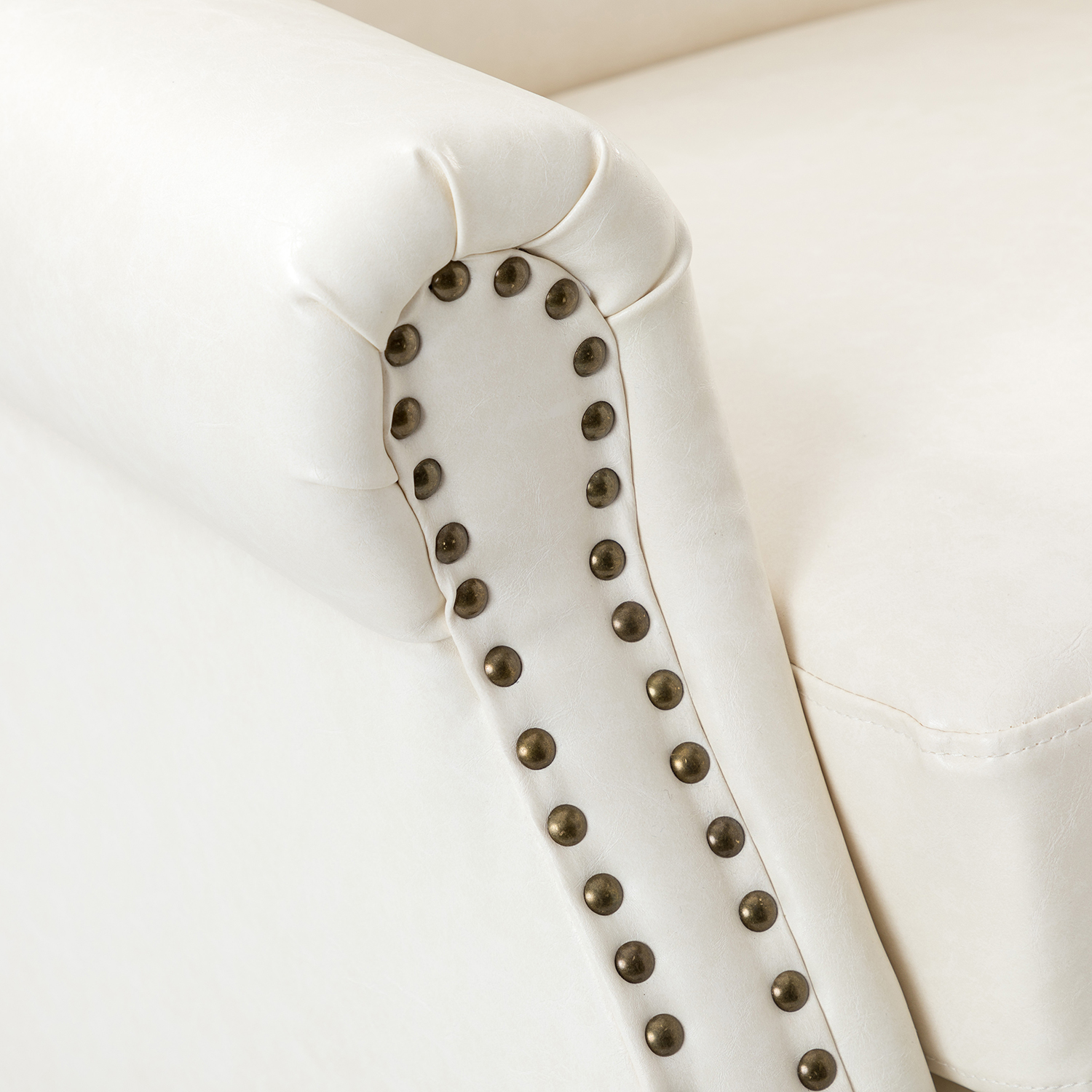 Lucas Ivory Vegan Leather Nailhead Trim Armchair 5 Lucas Ivory Vegan Leather Nailhead Trim Armchair - Image 5