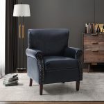 Lucas Navy Vegan Leather Nailhead Trim Armchair