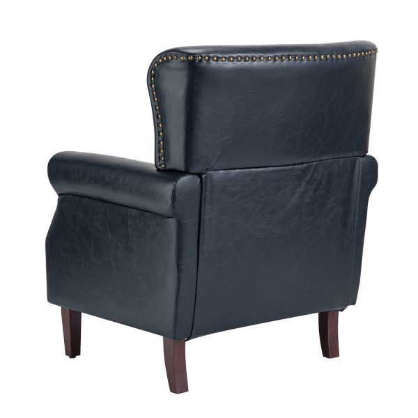 Lucas Navy Vegan Leather Nailhead Trim Armchair 2
