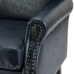 Lucas Navy Vegan Leather Nailhead Trim Armchair