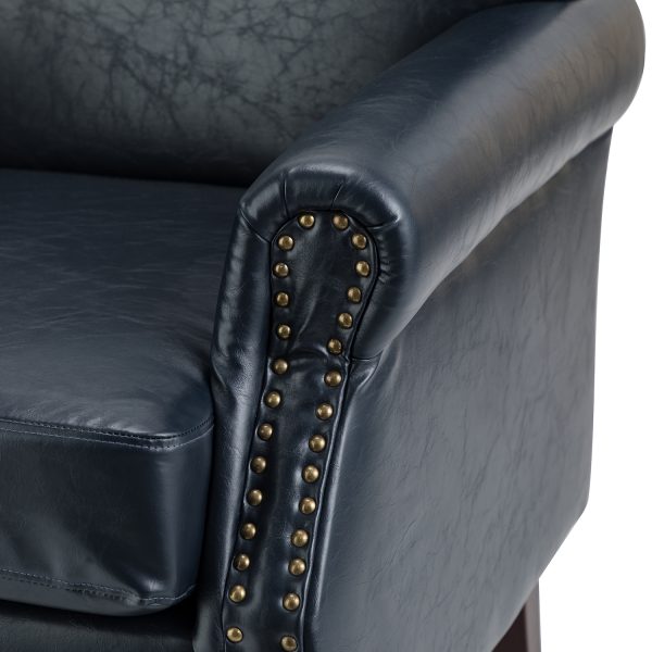 Lucas Navy Vegan Leather Nailhead Trim Armchair 4