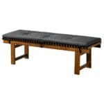 Mid-Century Modern Black Vegan Leather Dining Bench Solid Wood 6 Mid-Century Modern Black Vegan Leather Dining Bench Solid Wood