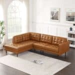 Tan Leather Sectional Sofa Left Facing with Removable Legs 6 Tan Leather Sectional Sofa Left Facing with Removable Legs