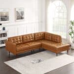 Tan Leather Sectional Sofa Right Facing for Small Spaces 6 Tan Leather Sectional Sofa Right Facing for Small Spaces