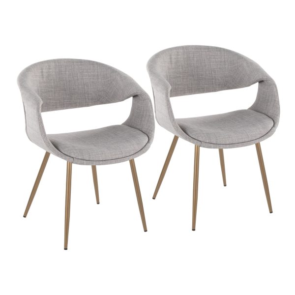 LumiSource Curvo Antique Copper Grey Contemporary Chairs Set of 2 1