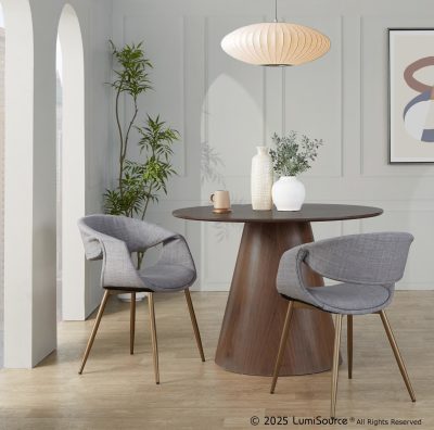 LumiSource Curvo Antique Copper Grey Contemporary Chairs (Set of 2)