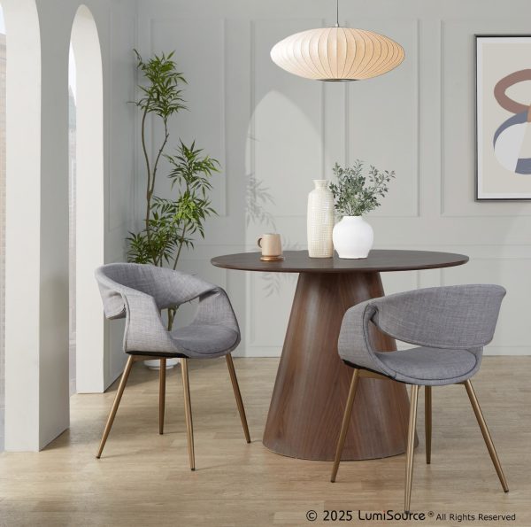 LumiSource Curvo Antique Copper Grey Contemporary Chairs Set of 2