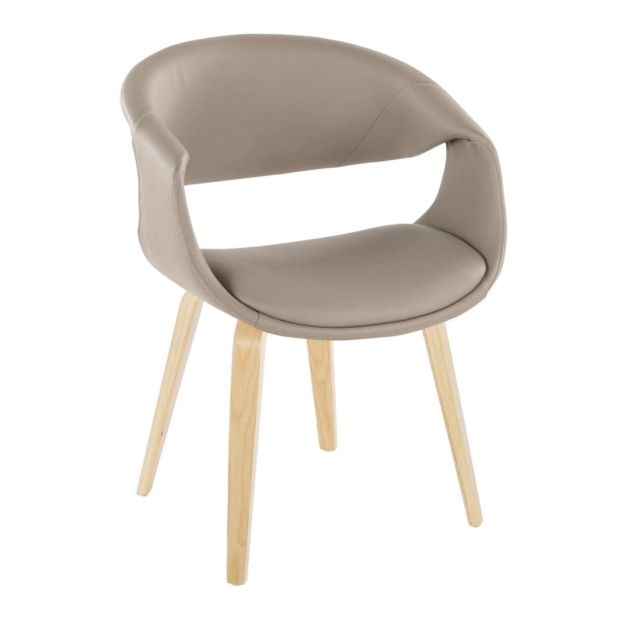 LumiSource Curvo Contemporary Light Grey Chair Natural Wood (Set of 2) 3 LumiSource Curvo Contemporary Light Grey Chair Natural Wood (Set of 2) - Image 3