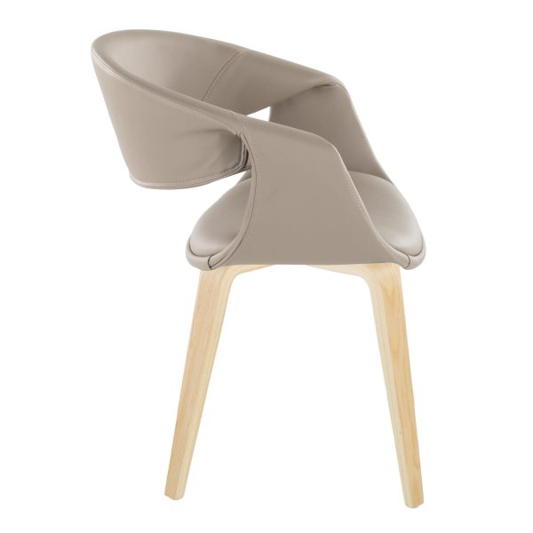 LumiSource Curvo Contemporary Light Grey Chair Natural Wood Set of 2 3