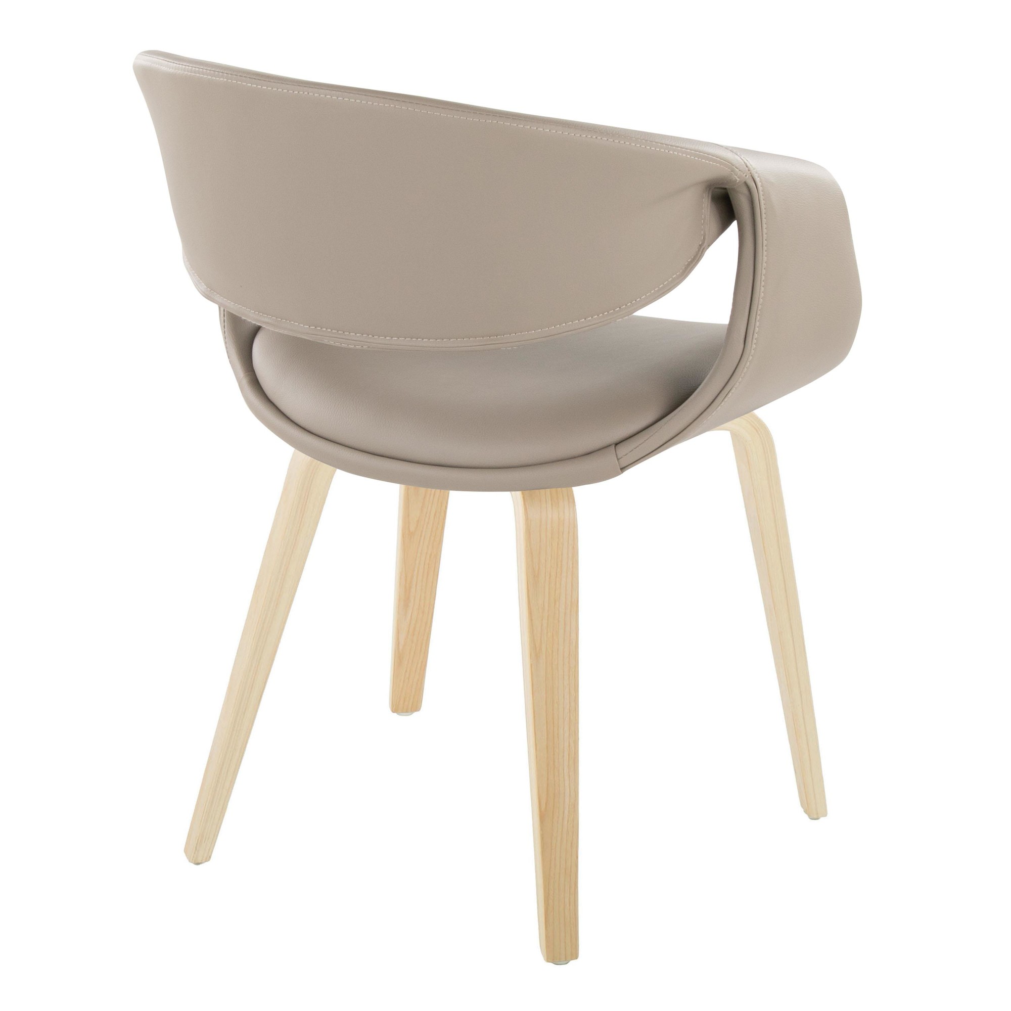 LumiSource Curvo Contemporary Light Grey Chair Natural Wood (Set of 2) 5 LumiSource Curvo Contemporary Light Grey Chair Natural Wood (Set of 2) - Image 5