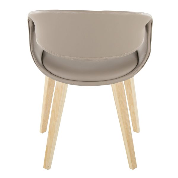 LumiSource Curvo Contemporary Light Grey Chair Natural Wood Set of 2 5