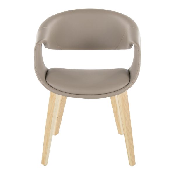 LumiSource Curvo Contemporary Light Grey Chair Natural Wood Set of 2 6