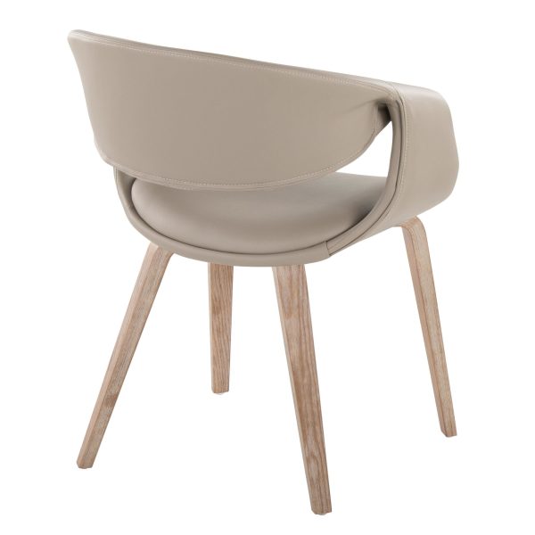 LumiSource Curvo Contemporary Light Grey Chair Whitewashed Wood Set of 2 4