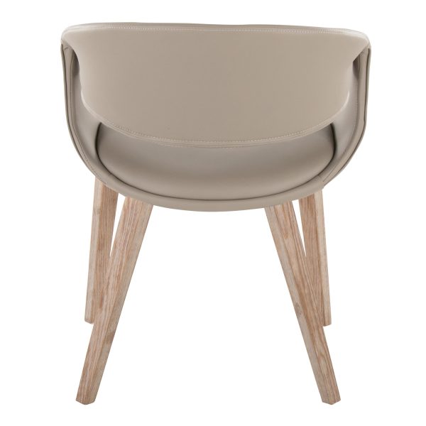 LumiSource Curvo Contemporary Light Grey Chair Whitewashed Wood Set of 2 5