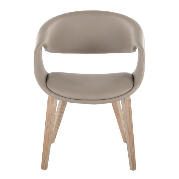 LumiSource Curvo Contemporary Light Grey Chair Whitewashed Wood Set of 2 6
