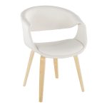 LumiSource Curvo Contemporary White Faux Leather Chair, Natural (Set of 2)