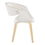 LumiSource Curvo Contemporary White Faux Leather Chair, Natural (Set of 2)