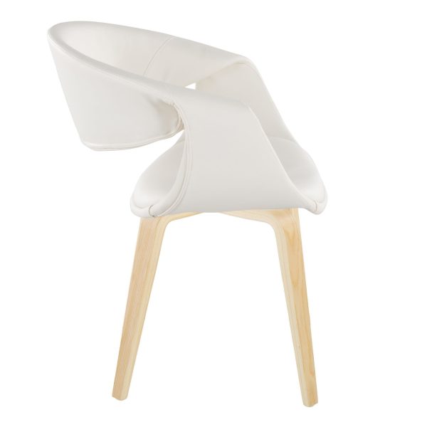 LumiSource Curvo Contemporary White Faux Leather Chair Natural Set of 2 3