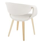 LumiSource Curvo Contemporary White Faux Leather Chair, Natural (Set of 2)