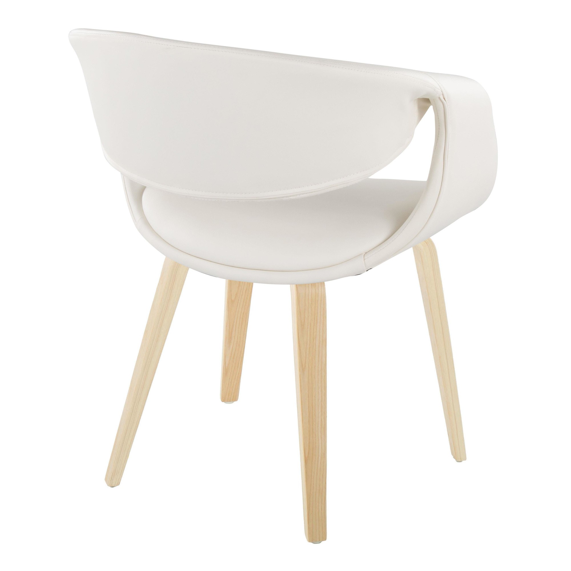 LumiSource Curvo Contemporary White Faux Leather Chair, Natural (Set of 2) 5 LumiSource Curvo Contemporary White Faux Leather Chair, Natural (Set of 2) - Image 5