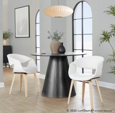 LumiSource Curvo Contemporary White Faux Leather Chair, Natural (Set of 2)