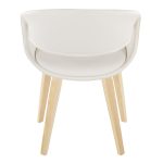 LumiSource Curvo Contemporary White Faux Leather Chair, Natural (Set of 2)