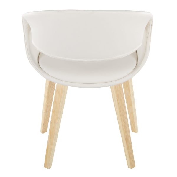 LumiSource Curvo Contemporary White Faux Leather Chair Natural Set of 2 5