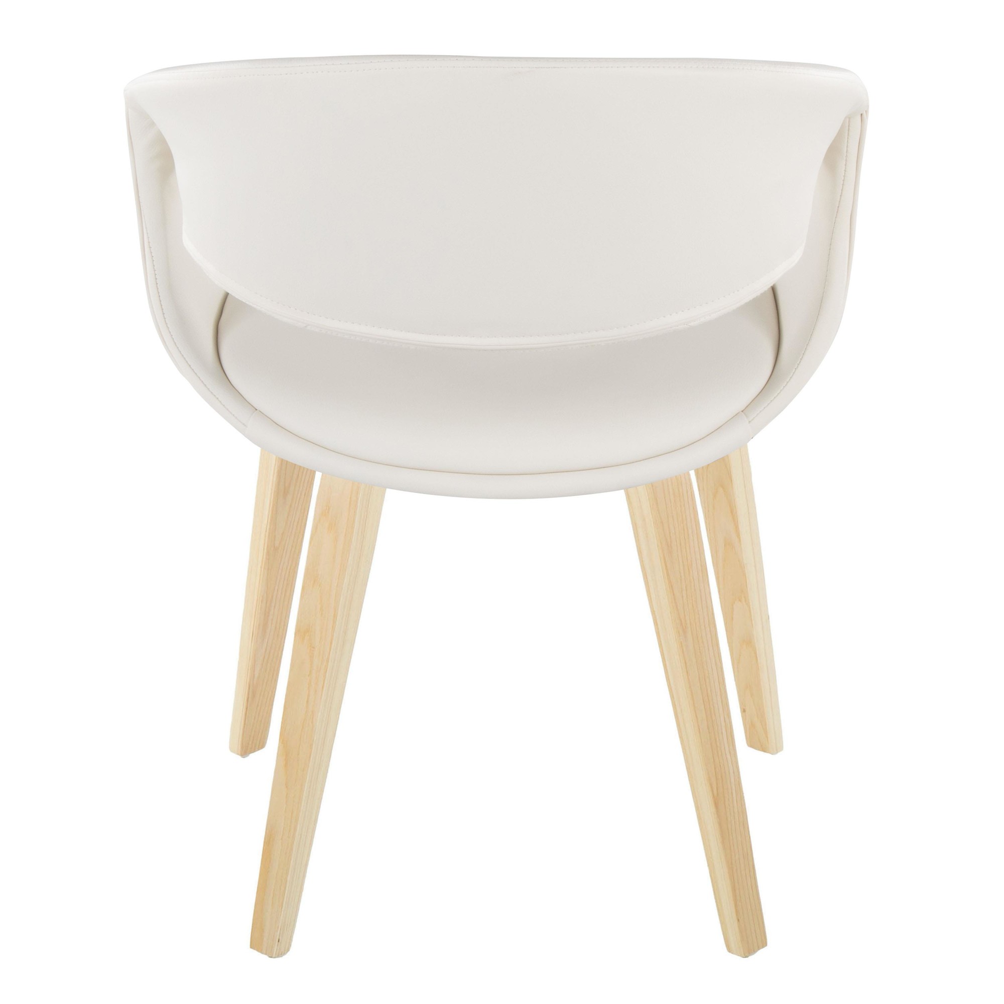 LumiSource Curvo Contemporary White Faux Leather Chair, Natural (Set of 2) 6 LumiSource Curvo Contemporary White Faux Leather Chair, Natural (Set of 2) - Image 6
