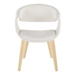 LumiSource Curvo Contemporary White Faux Leather Chair, Natural (Set of 2)