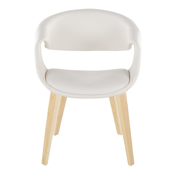 LumiSource Curvo Contemporary White Faux Leather Chair Natural Set of 2 6