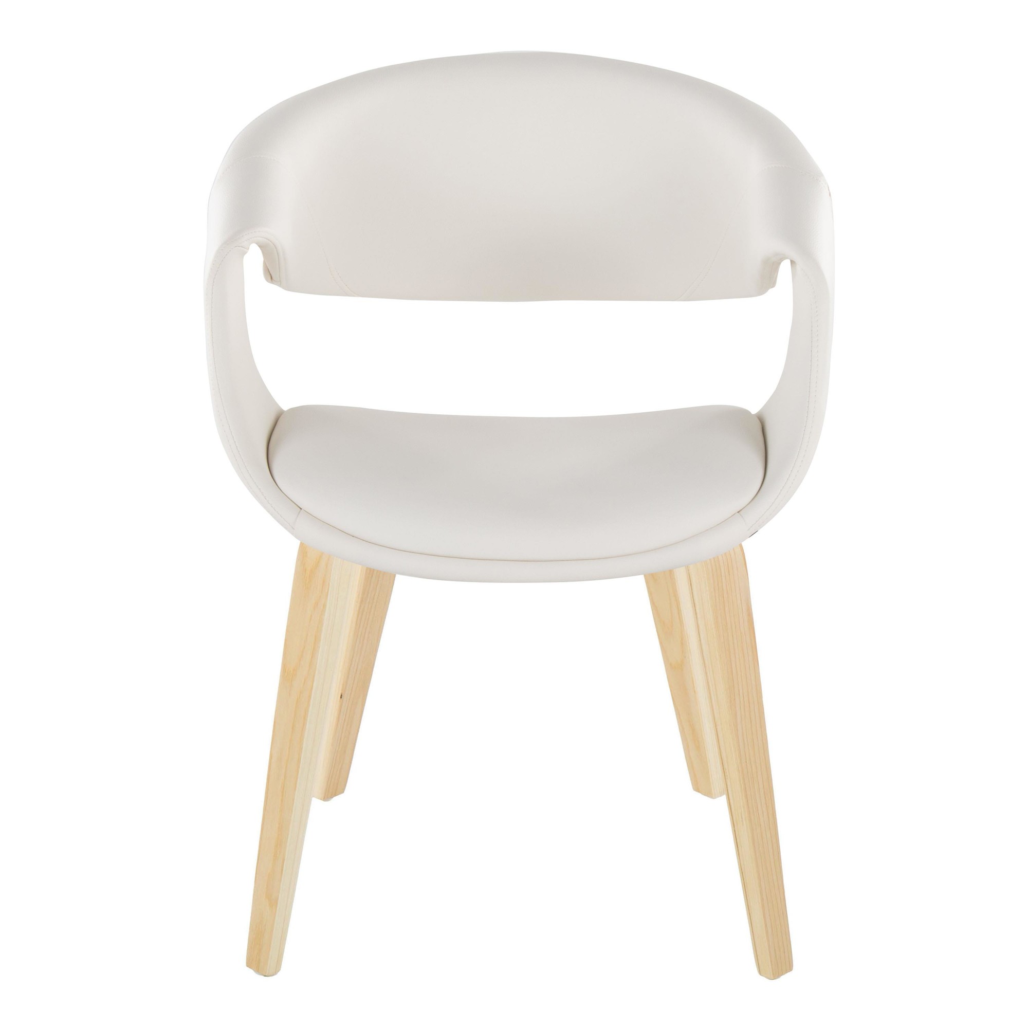 LumiSource Curvo Contemporary White Faux Leather Chair, Natural (Set of 2) 7 LumiSource Curvo Contemporary White Faux Leather Chair, Natural (Set of 2) - Image 7