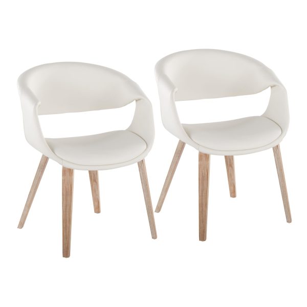 LumiSource Curvo Contemporary Whitewashed Wood and White Chair Set of 2 1