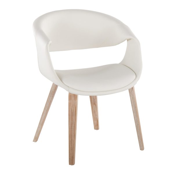 LumiSource Curvo Contemporary Whitewashed Wood and White Chair Set of 2 2