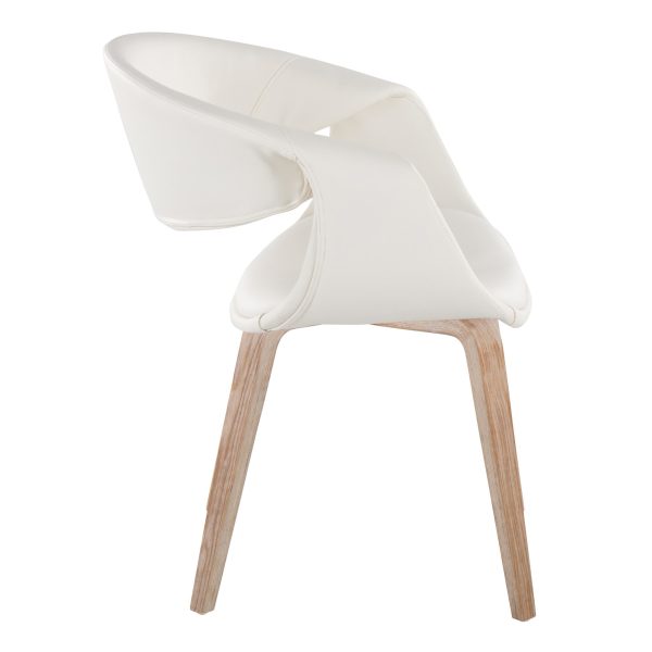 LumiSource Curvo Contemporary Whitewashed Wood and White Chair Set of 2 3