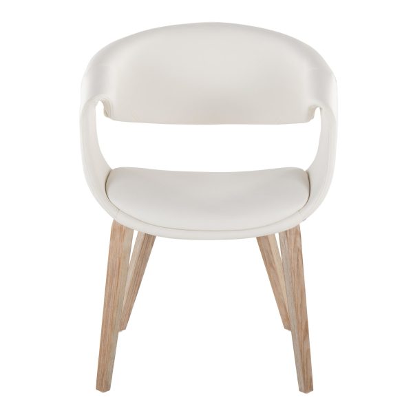LumiSource Curvo Contemporary Whitewashed Wood and White Chair Set of 2 6