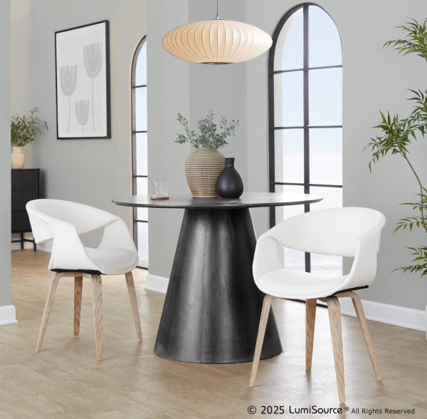 LumiSource Curvo Contemporary Whitewashed Wood and White Chair Set of 2