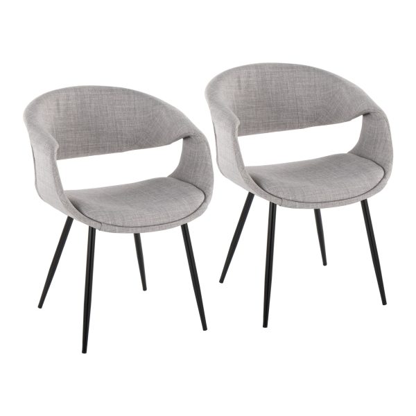LumiSource Curvo Grey Fabric Black Metal Contemporary Chairs Set of 2 1