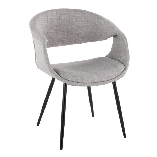 LumiSource Curvo Grey Fabric Black Metal Contemporary Chairs Set of 2 2
